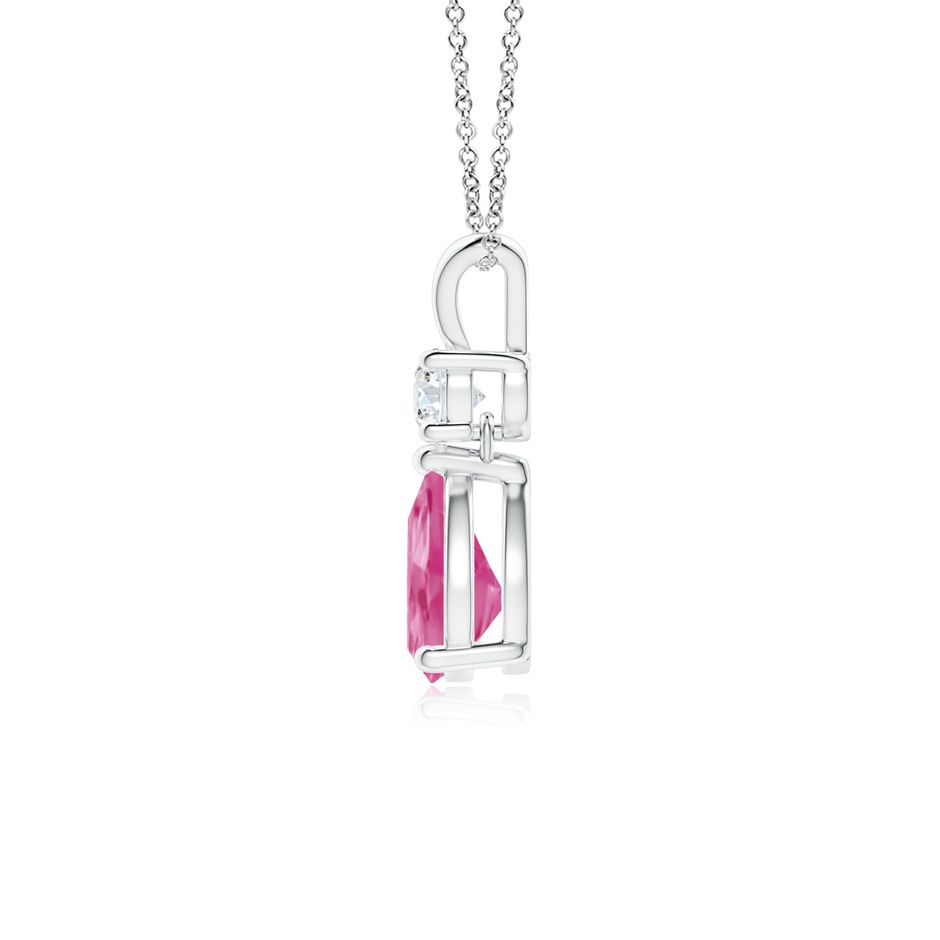 7x5mm AAA Pear-Shaped Pink Sapphire V-Bale Pendant in White Gold side-1
