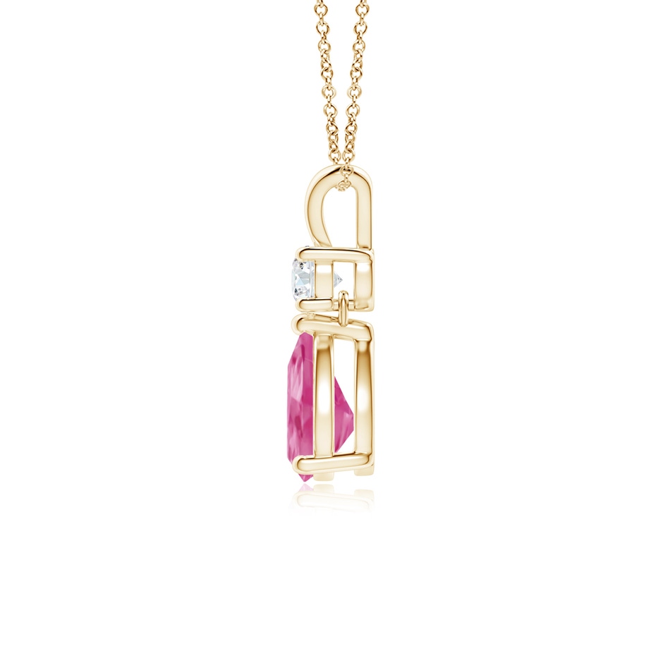 7x5mm AAA Pear-Shaped Pink Sapphire V-Bale Pendant in Yellow Gold side-1