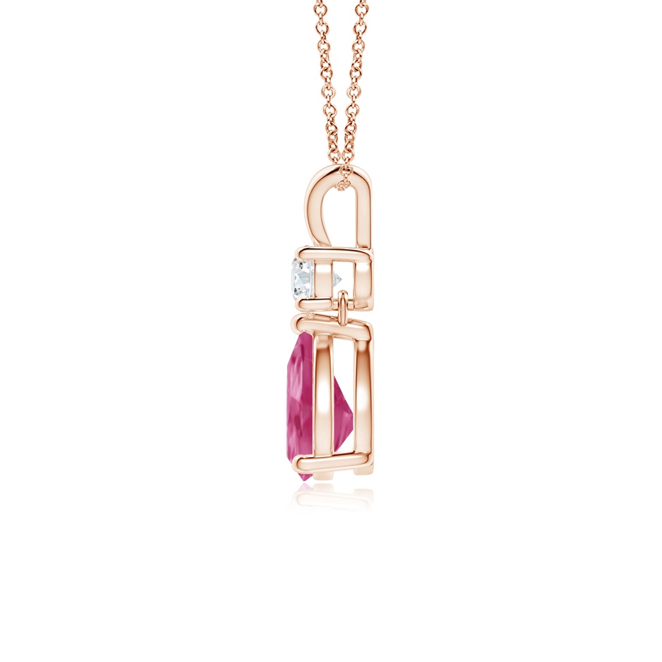 7x5mm AAAA Pear-Shaped Pink Sapphire V-Bale Pendant in Rose Gold side-1