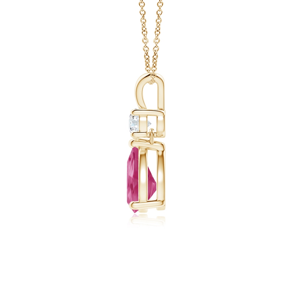 7x5mm AAAA Pear-Shaped Pink Sapphire V-Bale Pendant in Yellow Gold side-1