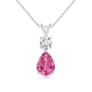 8x6mm AAA Pear-Shaped Pink Sapphire V-Bale Pendant in P950 Platinum