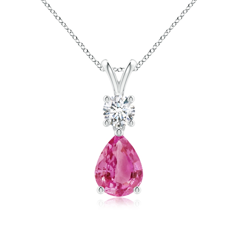 8x6mm AAA Pear-Shaped Pink Sapphire V-Bale Pendant in White Gold 