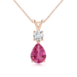 8x6mm AAAA Pear-Shaped Pink Sapphire V-Bale Pendant in Rose Gold