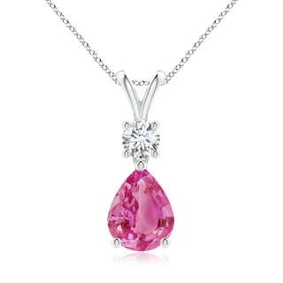 9x7mm AAA Pear-Shaped Pink Sapphire V-Bale Pendant in P950 Platinum
