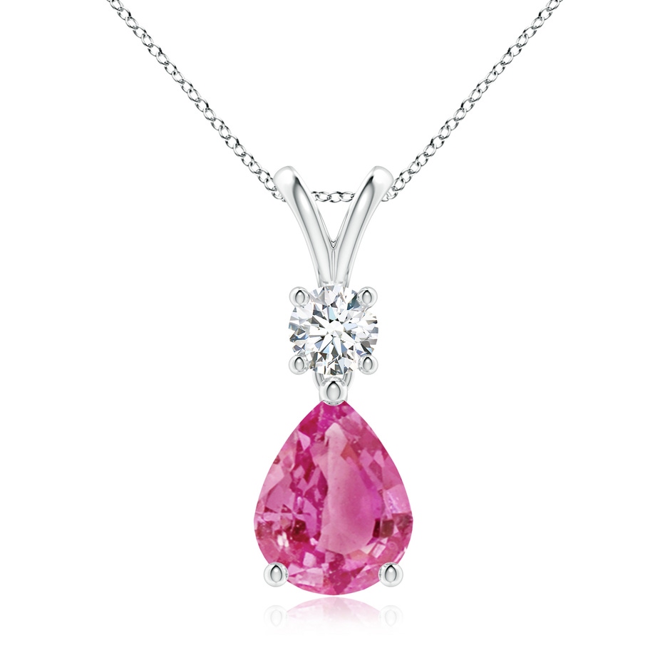 9x7mm AAA Pear-Shaped Pink Sapphire V-Bale Pendant in P950 Platinum 