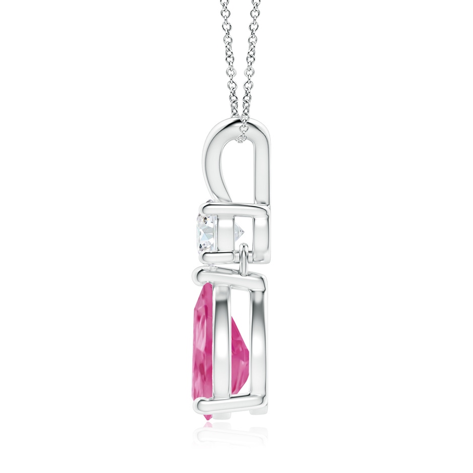 9x7mm AAA Pear-Shaped Pink Sapphire V-Bale Pendant in White Gold side-1