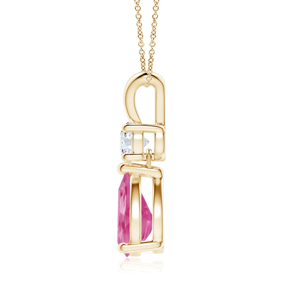 9x7mm AAA Pear-Shaped Pink Sapphire V-Bale Pendant in Yellow Gold side-1