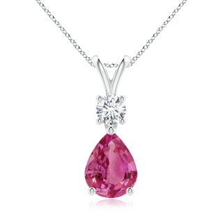9x7mm AAAA Pear-Shaped Pink Sapphire V-Bale Pendant in P950 Platinum