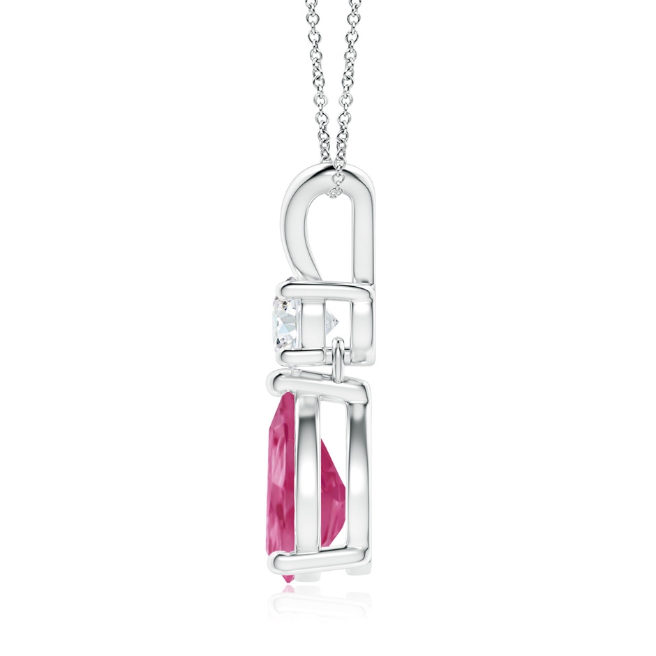 9x7mm AAAA Pear-Shaped Pink Sapphire V-Bale Pendant in White Gold side-1