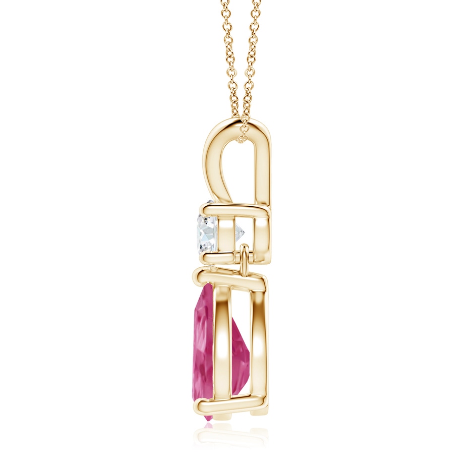 9x7mm AAAA Pear-Shaped Pink Sapphire V-Bale Pendant in Yellow Gold side-1