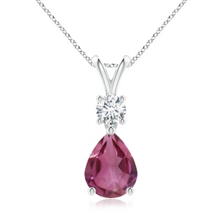 9x7mm AAAA Pear-Shaped Pink Tourmaline V-Bale Pendant in P950 Platinum