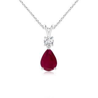 7x5mm A Pear-Shaped Ruby V-Bale Pendant in P950 Platinum