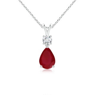 7x5mm AA Pear-Shaped Ruby V-Bale Pendant in P950 Platinum