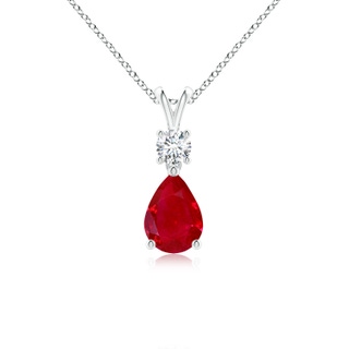 7x5mm AAA Pear-Shaped Ruby V-Bale Pendant in P950 Platinum