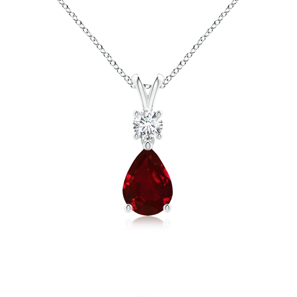 7x5mm AAAA Pear-Shaped Ruby V-Bale Pendant in P950 Platinum