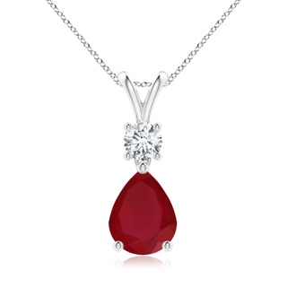 9x7mm AA Pear-Shaped Ruby V-Bale Pendant in P950 Platinum