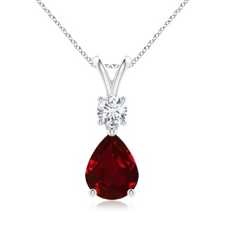 9x7mm AAAA Pear-Shaped Ruby V-Bale Pendant in P950 Platinum