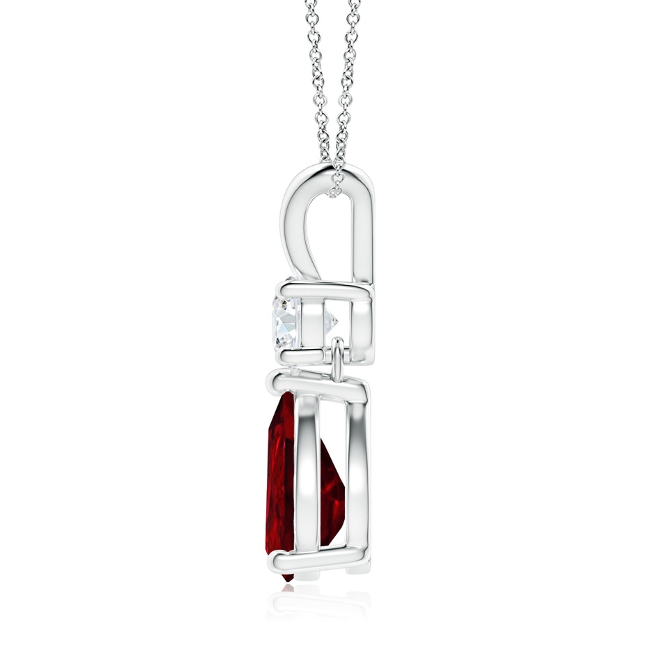 9x7mm AAAA Pear-Shaped Ruby V-Bale Pendant in White Gold side-1