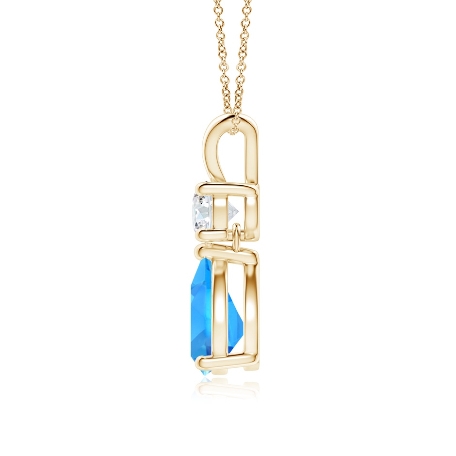 8x6mm AAAA Pear-Shaped Swiss Blue Topaz V-Bale Pendant in Yellow Gold side-1