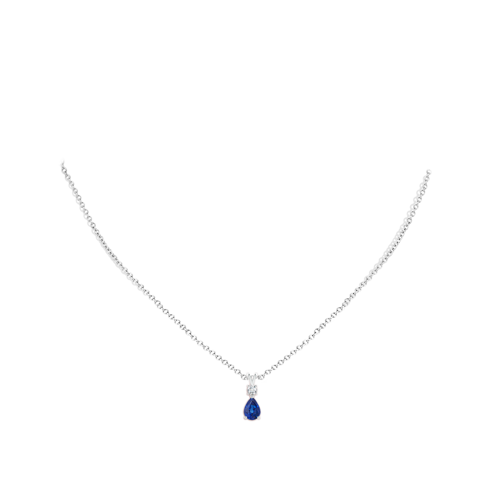 7x5mm AAA Pear-Shaped Sapphire V-Bale Pendant in White Gold Body-Neck