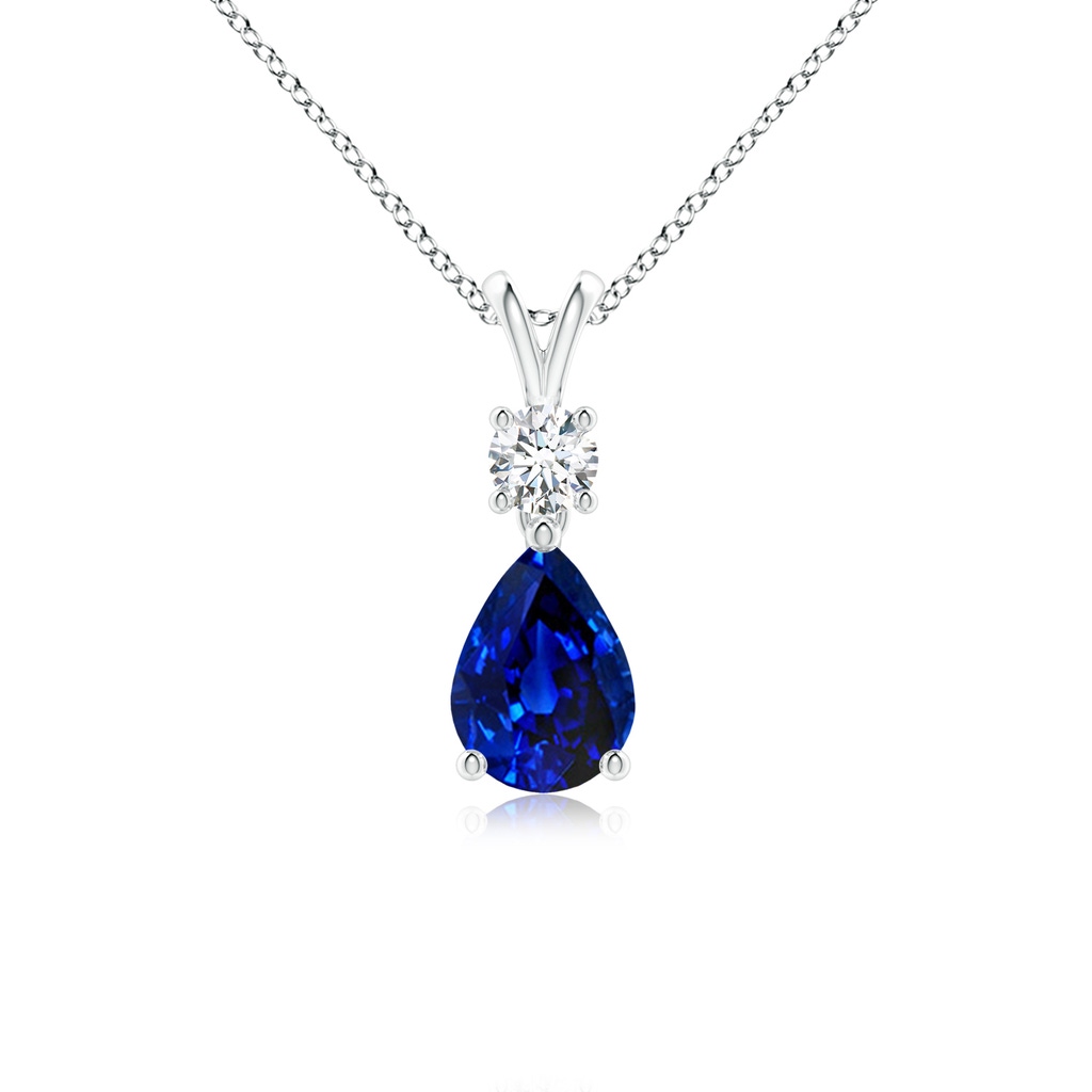7x5mm AAAA Pear-Shaped Sapphire V-Bale Pendant in P950 Platinum