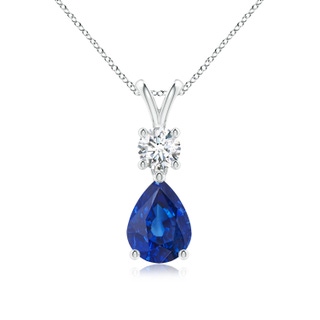 8x6mm AAA Pear-Shaped Sapphire V-Bale Pendant in White Gold