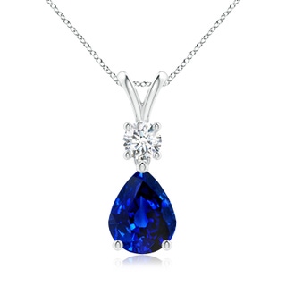 9x7mm AAAA Pear-Shaped Sapphire V-Bale Pendant in P950 Platinum