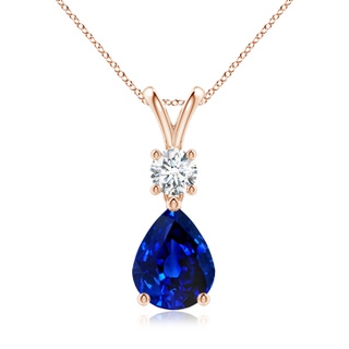 9x7mm AAAA Pear-Shaped Sapphire V-Bale Pendant in Rose Gold