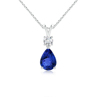 7x5mm AAA Pear-Shaped Tanzanite V-Bale Pendant in White Gold