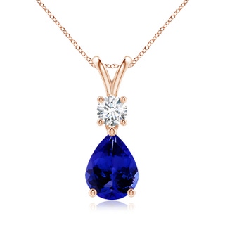 9x7mm AAAA Pear-Shaped Tanzanite V-Bale Pendant in Rose Gold
