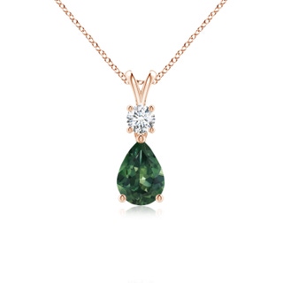 7x5mm AA Pear-Shaped Teal Montana Sapphire V-Bale Pendant in Rose Gold