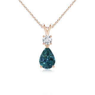 7x5mm AAA Pear-Shaped Teal Montana Sapphire V-Bale Pendant in Rose Gold