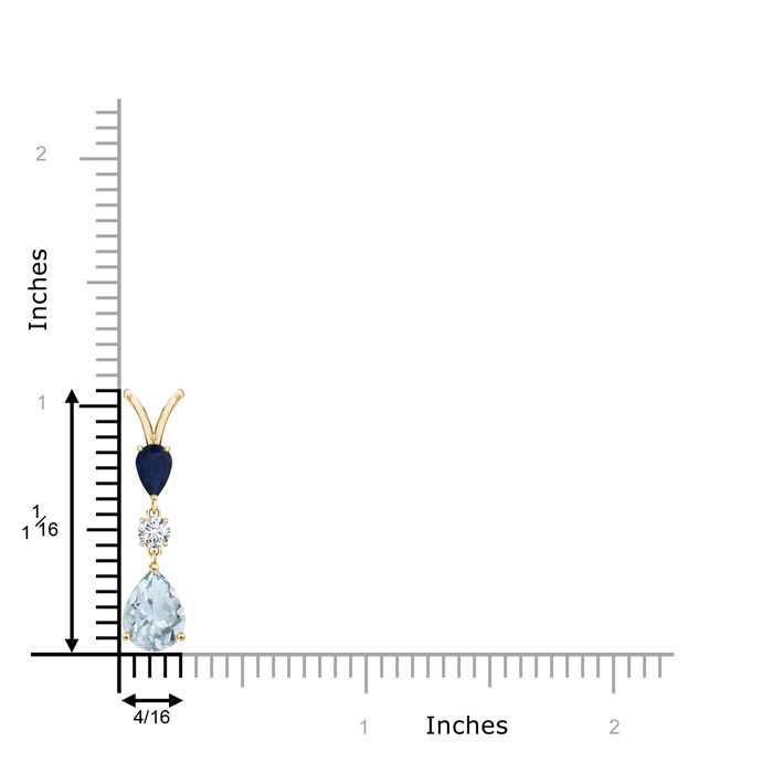 8x6mm A Pear-Shaped Sapphire and Aquamarine Drop Pendant in 9K Yellow Gold product image