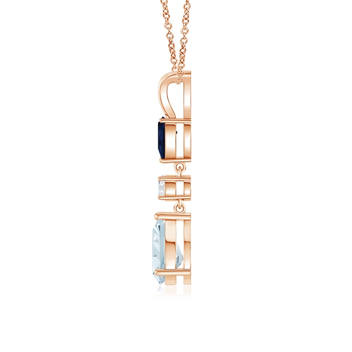 8x6mm A Pear-Shaped Sapphire and Aquamarine Drop Pendant in Rose Gold product image