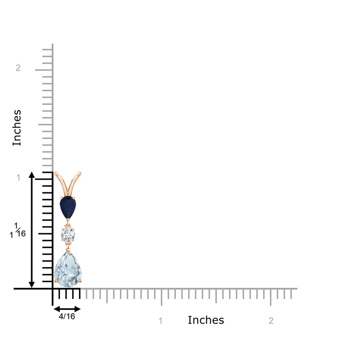 8x6mm A Pear-Shaped Sapphire and Aquamarine Drop Pendant in Rose Gold product image