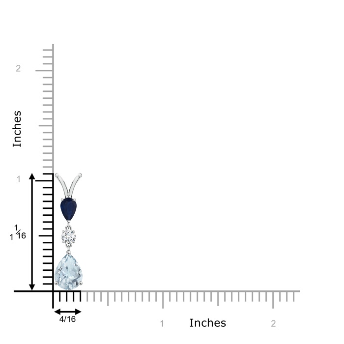 8x6mm A Pear-Shaped Sapphire and Aquamarine Drop Pendant in White Gold product image