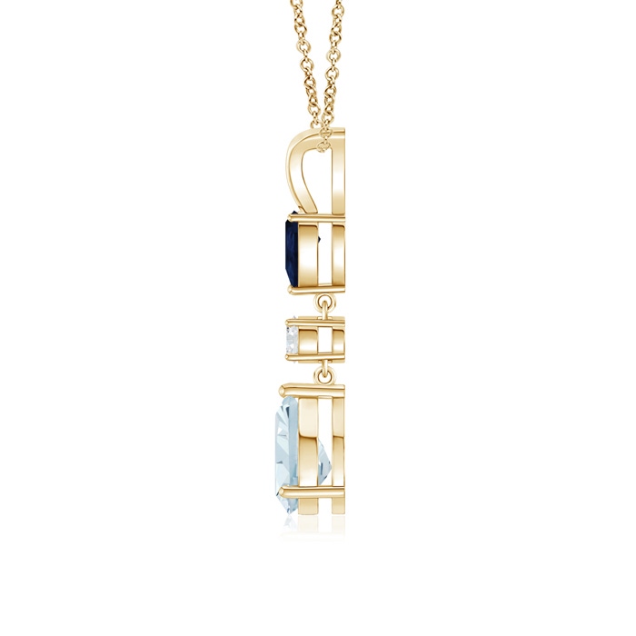 8x6mm A Pear-Shaped Sapphire and Aquamarine Drop Pendant in Yellow Gold product image