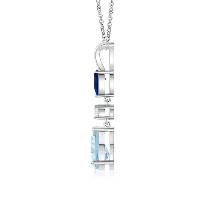 8x6mm AA Pear-Shaped Sapphire and Aquamarine Drop Pendant in White Gold product image
