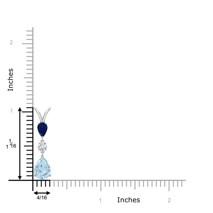 8x6mm AA Pear-Shaped Sapphire and Aquamarine Drop Pendant in White Gold product image