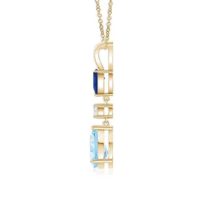 8x6mm AAA Pear-Shaped Sapphire and Aquamarine Drop Pendant in 9K Yellow Gold product image