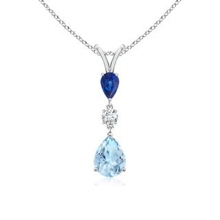 8x6mm AAA Pear-Shaped Sapphire and Aquamarine Drop Pendant in P950 Platinum