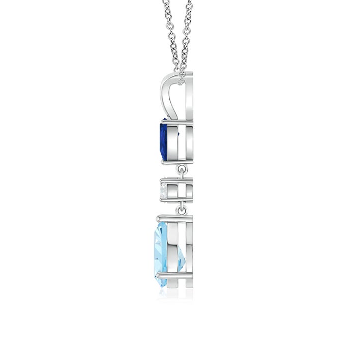 8x6mm AAA Pear-Shaped Sapphire and Aquamarine Drop Pendant in White Gold - side 1