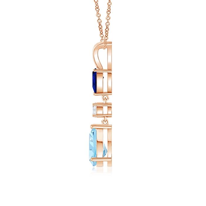 8x6mm AAAA Pear-Shaped Sapphire and Aquamarine Drop Pendant in Rose Gold Product Image