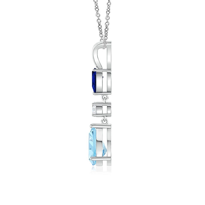 8x6mm AAAA Pear-Shaped Sapphire and Aquamarine Drop Pendant in White Gold product image
