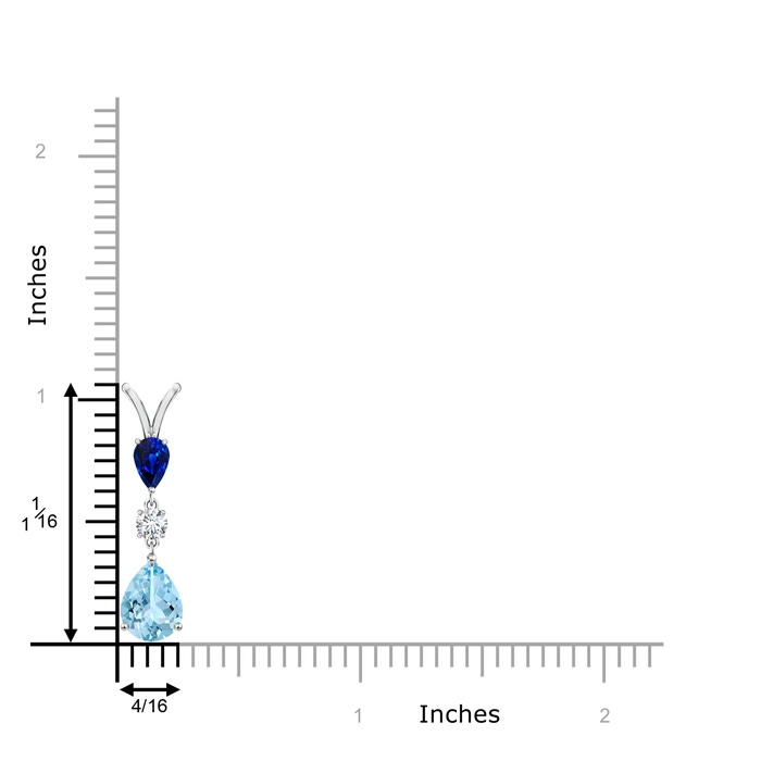 8x6mm AAAA Pear-Shaped Sapphire and Aquamarine Drop Pendant in White Gold product image