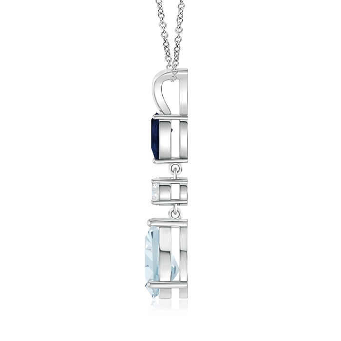 9x7mm A Pear-Shaped Sapphire and Aquamarine Drop Pendant in P950 Platinum product image