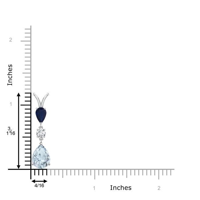 9x7mm A Pear-Shaped Sapphire and Aquamarine Drop Pendant in P950 Platinum product image