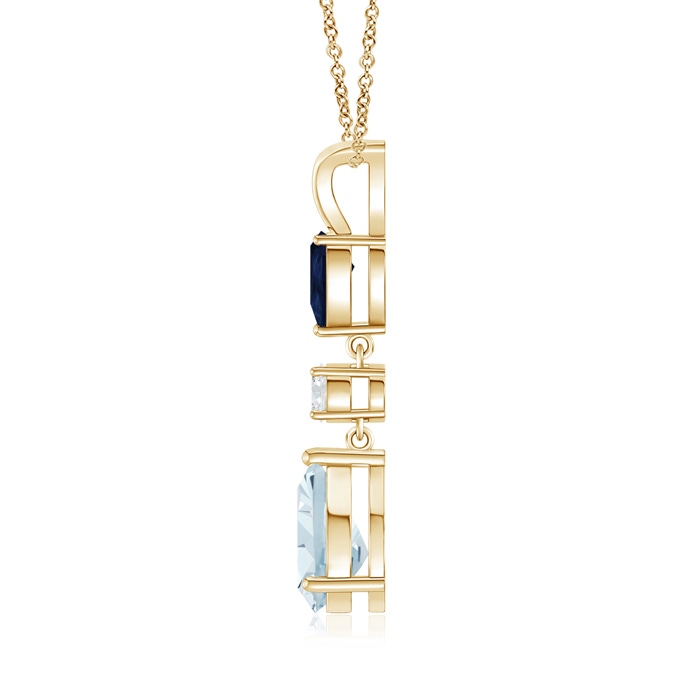 9x7mm A Pear-Shaped Sapphire and Aquamarine Drop Pendant in Yellow Gold product image