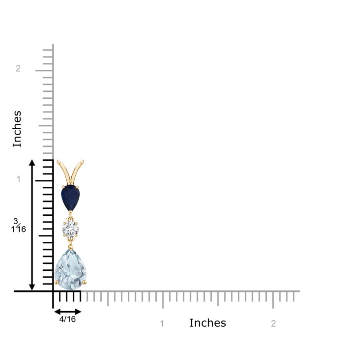 9x7mm A Pear-Shaped Sapphire and Aquamarine Drop Pendant in Yellow Gold product image