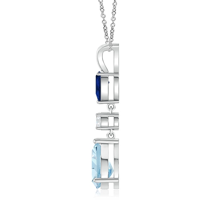 9x7mm AA Pear-Shaped Sapphire and Aquamarine Drop Pendant in White Gold product image